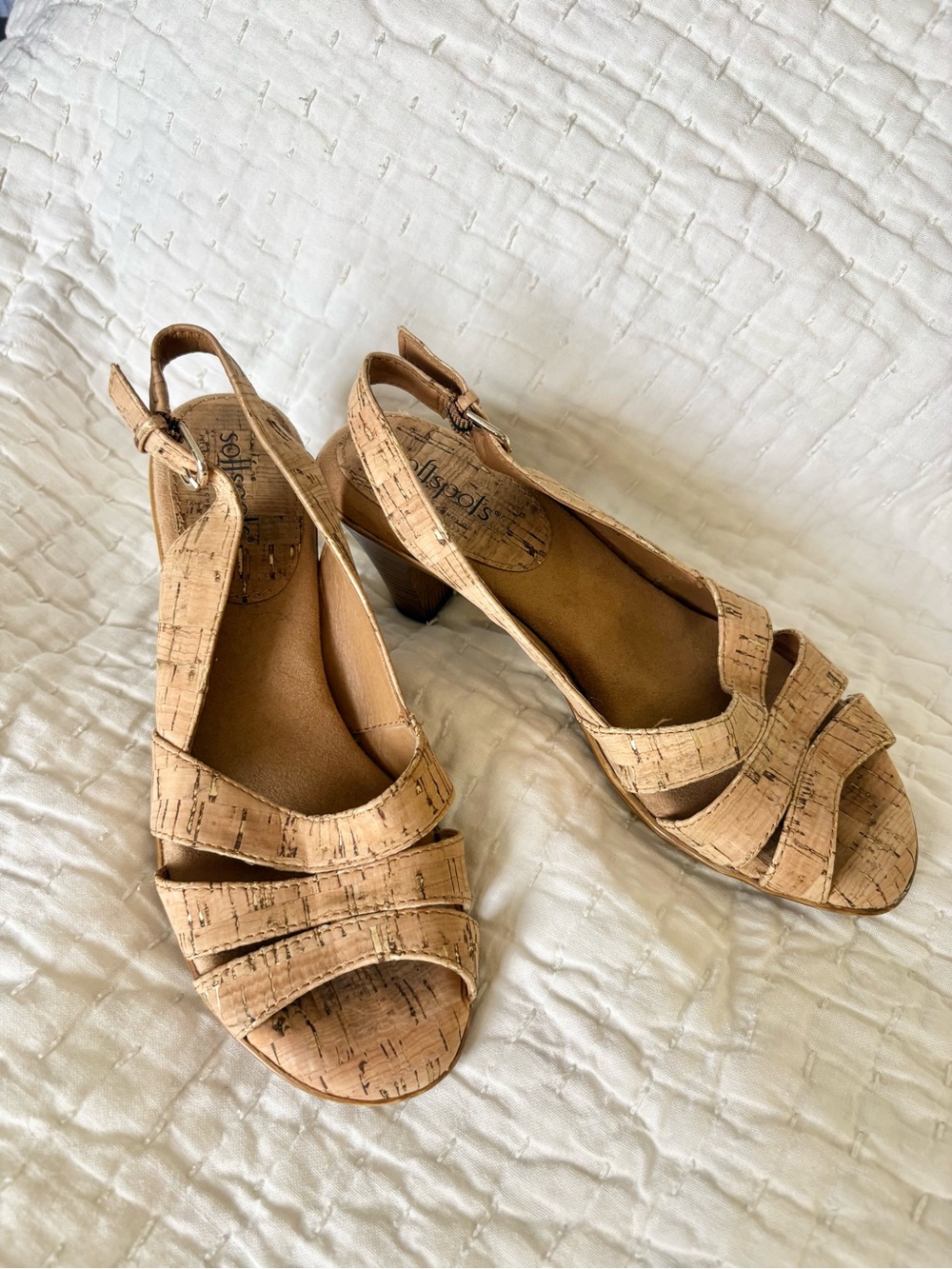 by Softspots Tan Cork Slingback Sandals
